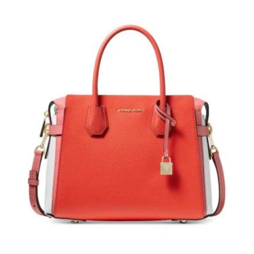 MICHAEL KORS MERCER PEBBLED LEATHER SATCHEL